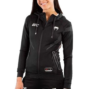 UFC Venum Authentic Fight Night Womens Black Walkout Hoodie Full Zip Up Size M